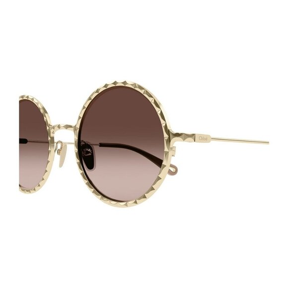 New CHLOE Gold Round CH0230S 002 Sunglasses Women - Picture 3 of 5